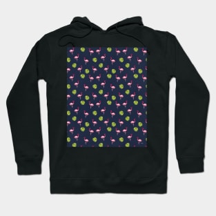 Pink Flamingo Pattern in Charcoal | Summer | Island Paradise | Tropical Hoodie